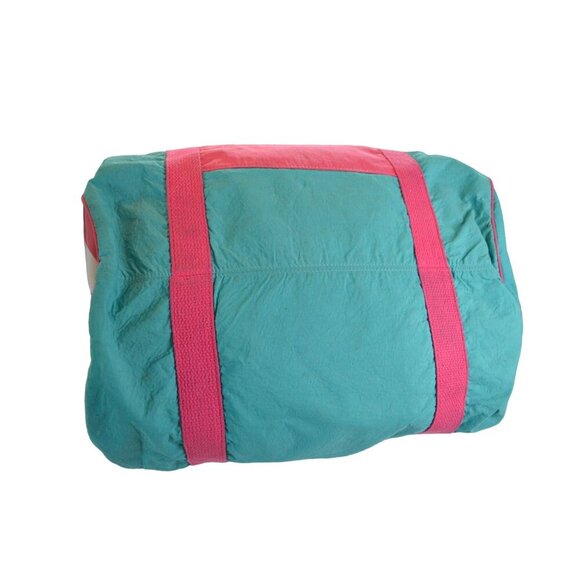 Vintage Coca-Cola Duffle Bag Teal & Pink Striped with Logo Nylon - Picture 8 of 12